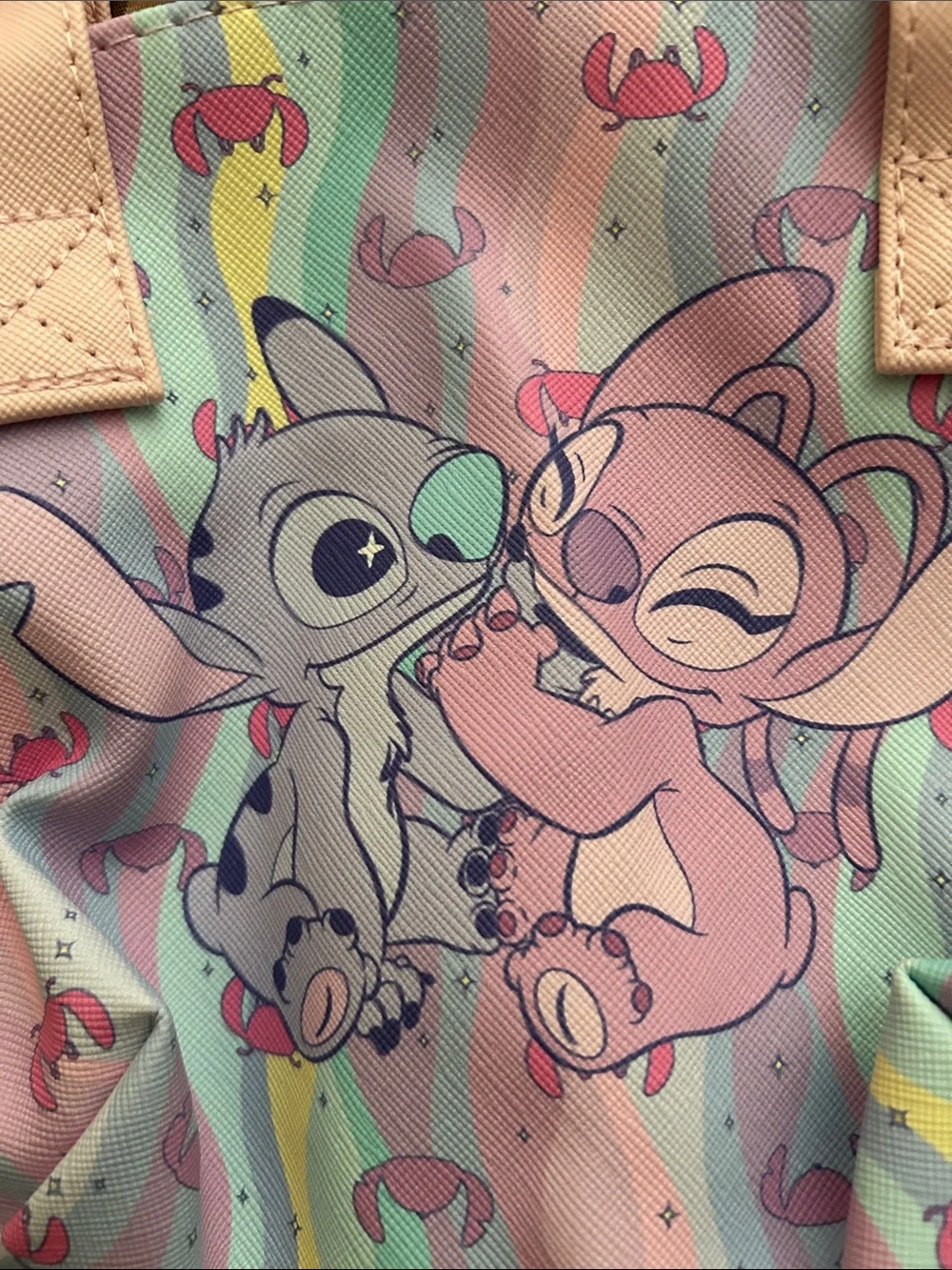 Disney Pastel Stitch & Angel Pink Handle Mini Tote